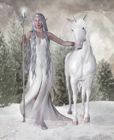 白馬と雪の精