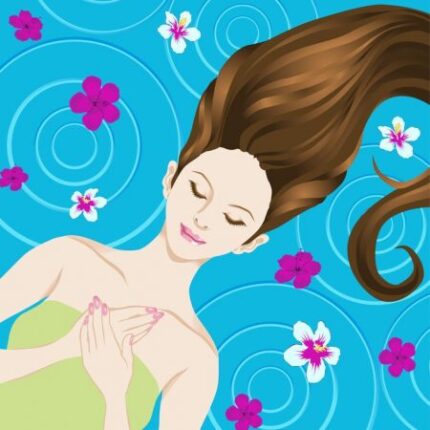 リラックスして目を閉じるいる女性