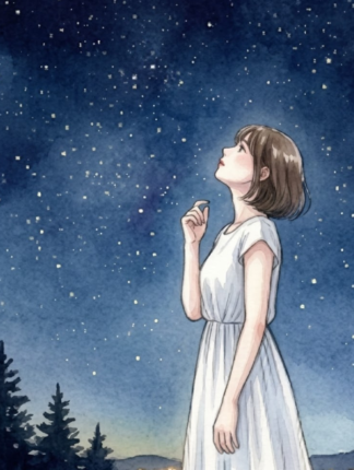 夜空を見あげる