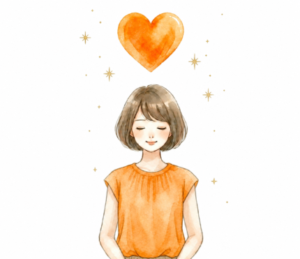 オレンジ色の服を着た女性