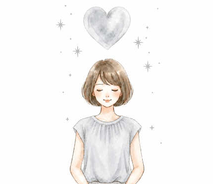 シルバ―の服を着た女性